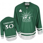 New York Rangers ＃30 Men's Henrik Lundqvist Reebok Authentic Green St Patty's Day Jersey