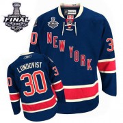 New York Rangers ＃30 Men's Henrik Lundqvist Reebok Authentic Navy Blue Third 2014 Stanley Cup Jersey