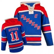 New York Rangers ＃11 Men's Mark Messier Old Time Hockey Authentic Royal Blue Sawyer Hooded Sweatshirt Jersey