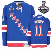 New York Rangers ＃11 Men's Mark Messier Reebok Authentic Royal Blue Home 2014 Stanley Cup Jersey