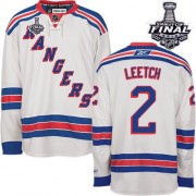 New York Rangers ＃2 Men's Brian Leetch Reebok Premier White Away 2014 Stanley Cup Jersey