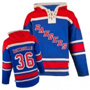 New York Rangers ＃36 Men's Mats Zuccarello Old Time Hockey Authentic Royal Blue Sawyer Hooded Sweatshirt Jersey