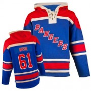 New York Rangers ＃61 Men's Rick Nash Old Time Hockey Authentic Royal Blue Sawyer Hooded Sweatshirt Jersey
