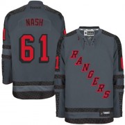 New York Rangers ＃61 Men's Rick Nash Reebok Premier Charcoal Cross Check Fashion Jersey
