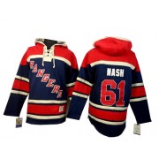 New York Rangers ＃61 Men's Rick Nash Old Time Hockey Premier Navy Blue Sawyer Hooded Sweatshirt Jersey