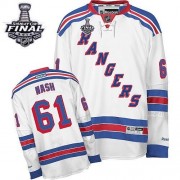 New York Rangers ＃61 Men's Rick Nash Reebok Authentic White Away 2014 Stanley Cup Jersey