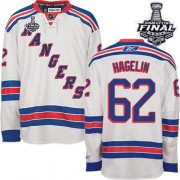 New York Rangers ＃62 Men's Carl Hagelin Reebok Premier White Away 2014 Stanley Cup Jersey