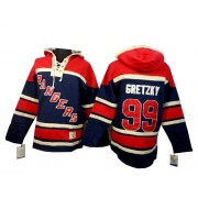 New York Rangers ＃99 Men's Wayne Gretzky Old Time Hockey Authentic Navy Blue Sawyer Hooded Sweatshirt Jersey