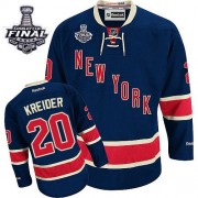 New York Rangers ＃20 Men's Chris Kreider Reebok Authentic Navy Blue Third 2014 Stanley Cup Jersey