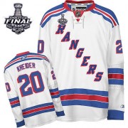 New York Rangers ＃20 Men's Chris Kreider Reebok Authentic White Away 2014 Stanley Cup Jersey