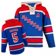 New York Rangers ＃5 Men's Dan Girardi Old Time Hockey Authentic Royal Blue Sawyer Hooded Sweatshirt Jersey