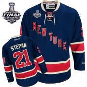 New York Rangers ＃21 Men's Derek Stepan Reebok Authentic Navy Blue Third 2014 Stanley Cup Jersey