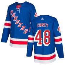 New York Rangers Men's Matt Carey Adidas Authentic Royal Blue Home Jersey
