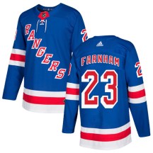New York Rangers Men's Bobby Farnham Adidas Authentic Royal Blue Home Jersey