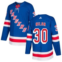 New York Rangers Men's Chris Nilan Adidas Authentic Royal Blue Home Jersey