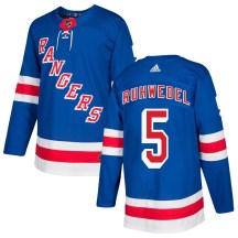 New York Rangers Men's Chad Ruhwedel Adidas Authentic Royal Blue Home Jersey