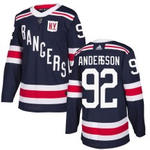 New York Rangers Men's Calle Andersson Adidas Authentic Navy Blue 2018 Winter Classic Home Jersey