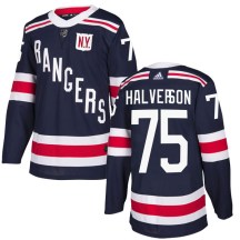 New York Rangers Men's Brandon Halverson Adidas Authentic Navy Blue 2018 Winter Classic Home Jersey