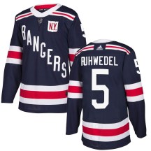 New York Rangers Men's Chad Ruhwedel Adidas Authentic Navy Blue 2018 Winter Classic Home Jersey