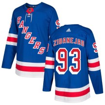 New York Rangers Youth Mika Zibanejad Adidas Authentic Royal Blue Home Jersey
