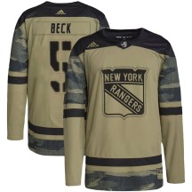 New York Rangers Youth Barry Beck Adidas Authentic Camo Military Appreciation Practice Jersey