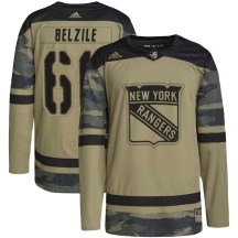 New York Rangers Youth Alex Belzile Adidas Authentic Camo Military Appreciation Practice Jersey