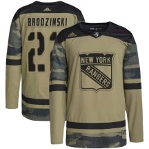 New York Rangers Youth Jonny Brodzinski Adidas Authentic Camo Military Appreciation Practice Jersey