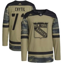 New York Rangers Youth Filip Chytil Adidas Authentic Camo Military Appreciation Practice Jersey