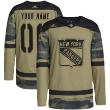 New York Rangers Youth Custom Adidas Authentic Camo Custom Military Appreciation Practice Jersey