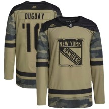 New York Rangers Youth Ron Duguay Adidas Authentic Camo Military Appreciation Practice Jersey