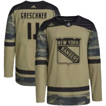 New York Rangers Youth Ron Greschner Adidas Authentic Camo Military Appreciation Practice Jersey