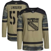 New York Rangers Youth Ryan Lindgren Adidas Authentic Camo Military Appreciation Practice Jersey
