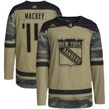 New York Rangers Youth Connor Mackey Adidas Authentic Camo Military Appreciation Practice Jersey