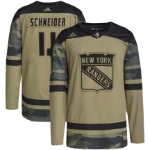 New York Rangers Youth Braden Schneider Adidas Authentic Camo Military Appreciation Practice Jersey