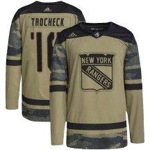 New York Rangers Youth Vincent Trocheck Adidas Authentic Camo Military Appreciation Practice Jersey
