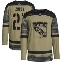 New York Rangers Youth Sergei Zubov Adidas Authentic Camo Military Appreciation Practice Jersey