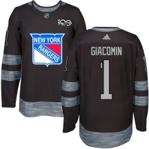 New York Rangers Youth Eddie Giacomin Authentic Black 1917-2017 100th Anniversary Jersey
