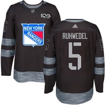 New York Rangers Youth Chad Ruhwedel Authentic Black 1917-2017 100th Anniversary Jersey