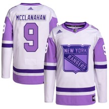 New York Rangers Youth Rob Mcclanahan Adidas Authentic White/Purple Hockey Fights Cancer Primegreen Jersey