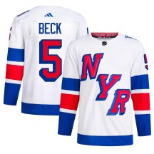 New York Rangers Men's Barry Beck Adidas Authentic White 2024 Stadium Series Primegreen Jersey