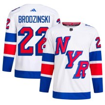 New York Rangers Men's Jonny Brodzinski Adidas Authentic White 2024 Stadium Series Primegreen Jersey