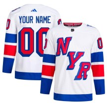 New York Rangers Men's Custom Adidas Authentic White Custom 2024 Stadium Series Primegreen Jersey