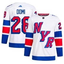 New York Rangers Men's Tie Domi Adidas Authentic White 2024 Stadium Series Primegreen Jersey