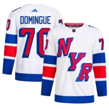 New York Rangers Men's Louis Domingue Adidas Authentic White 2024 Stadium Series Primegreen Jersey