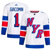 New York Rangers Men's Eddie Giacomin Adidas Authentic White 2024 Stadium Series Primegreen Jersey
