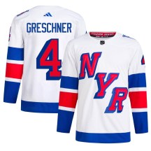 New York Rangers Men's Ron Greschner Adidas Authentic White 2024 Stadium Series Primegreen Jersey