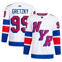 New York Rangers Men's Wayne Gretzky Adidas Authentic White 2024 Stadium Series Primegreen Jersey