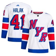 New York Rangers Men's Jaroslav Halak Adidas Authentic White 2024 Stadium Series Primegreen Jersey