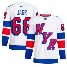 New York Rangers Men's Jaromir Jagr Adidas Authentic White 2024 Stadium Series Primegreen Jersey