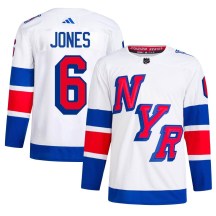 New York Rangers Men's Zac Jones Adidas Authentic White 2024 Stadium Series Primegreen Jersey